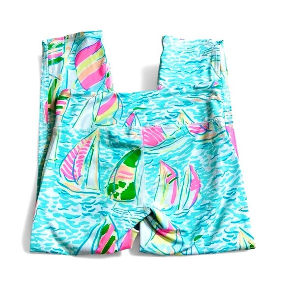 Lilly Pulitzer Luxletic Sailboat Nautical Weekender Leggings You Gotta Regatta - Picture 2 of 5